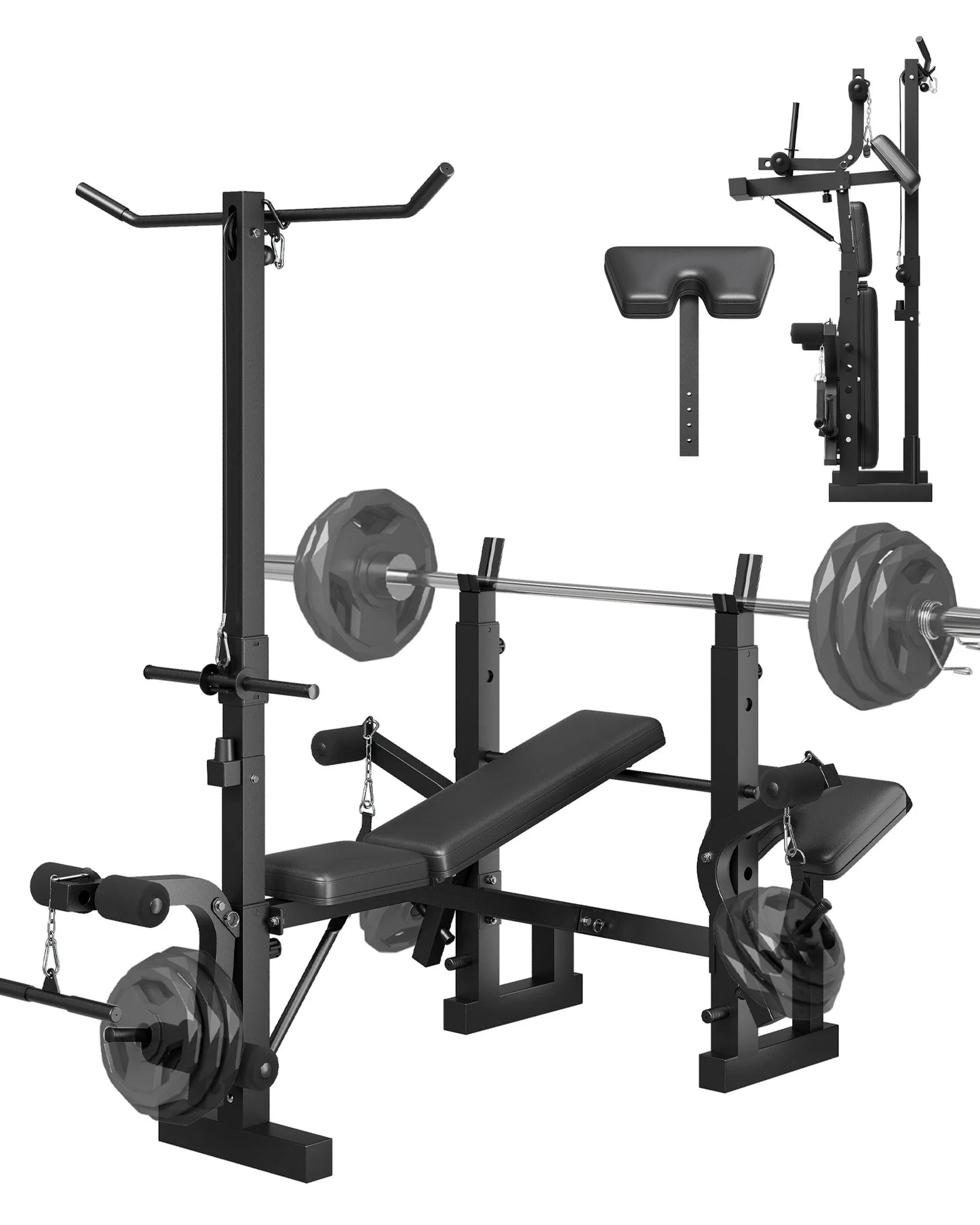HiMISS Adjustable 4-In-1 Weight Bench Set With Rack Home Gym