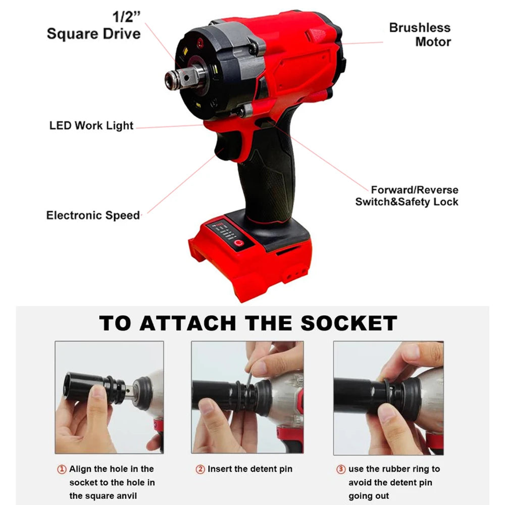 Magnitt Brushless Impact Wrench 500Nm Cordless Driver