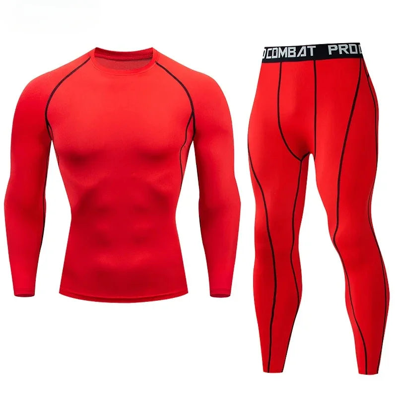 NONECN 2pc Men Compression Sportswear Set Elastic Training Yoga Tracksuit