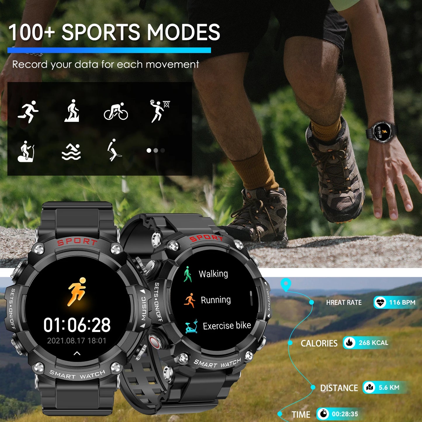 LaNikar Smart Watch With AMOLED Display And Bluetooth Headset