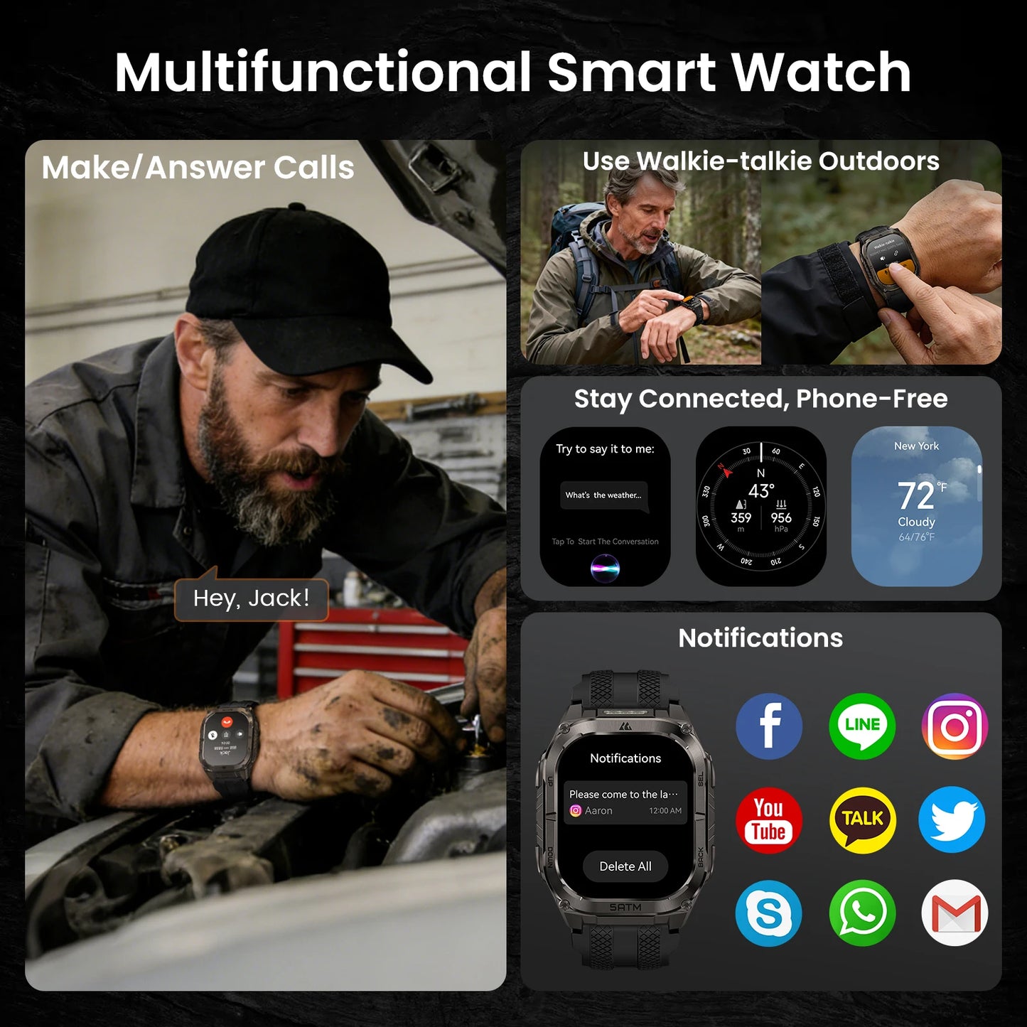 Kospet Tank M4C Rugged Smartwatch for Men With GPS
