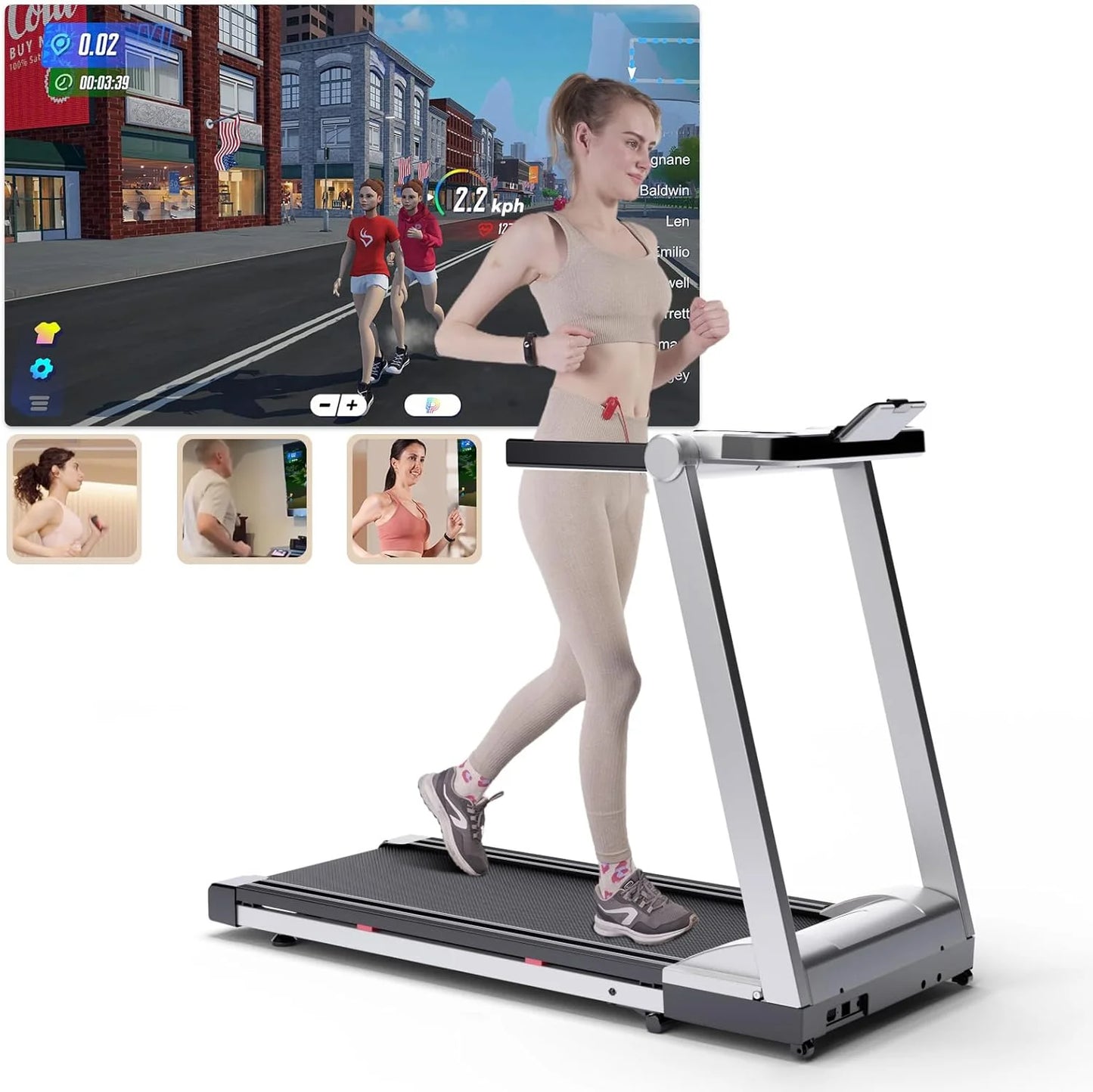 Folding Treadmill 3.5HP With 350 lb Capacity And 6 Percent Incline Bluetooth App
