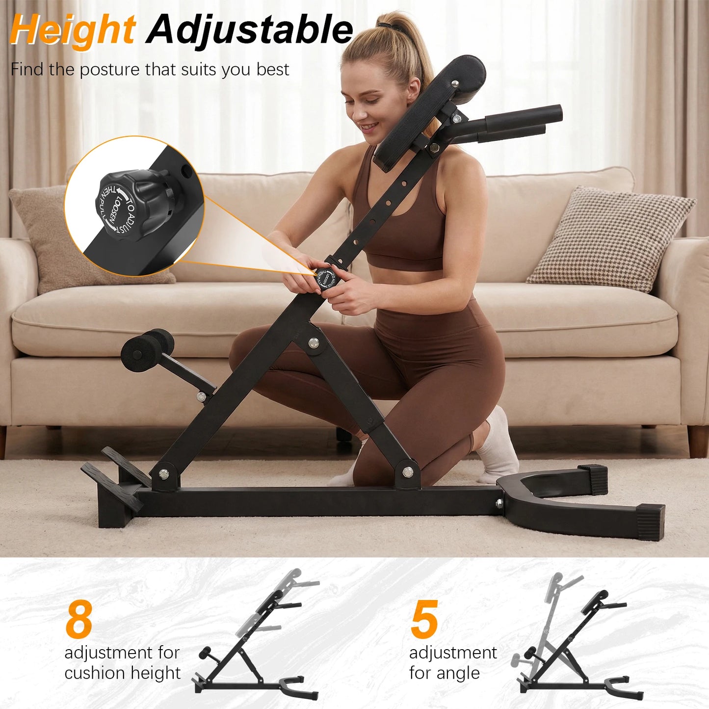 None Roman Chair Foldable Back Exercise Bench For Glute Workouts
