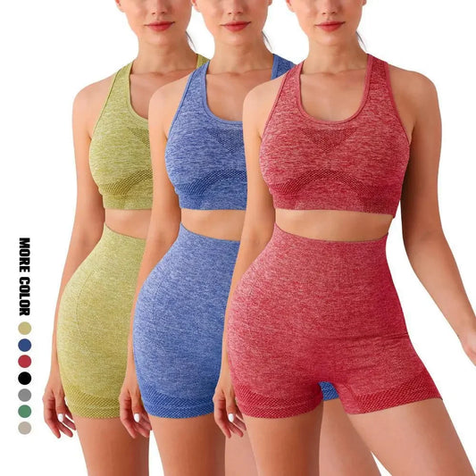Yoga Set for Women Seamless Gym Wear Bra Shorts Leggings