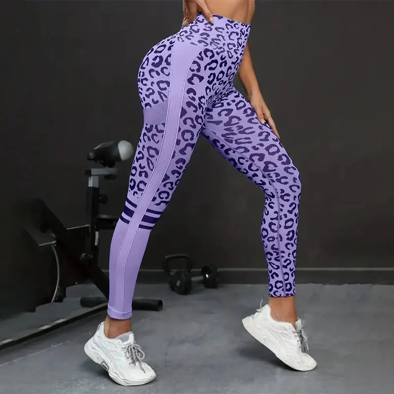 Leopard Print Seamless High Waist Quick Dry Yoga Pants For Women