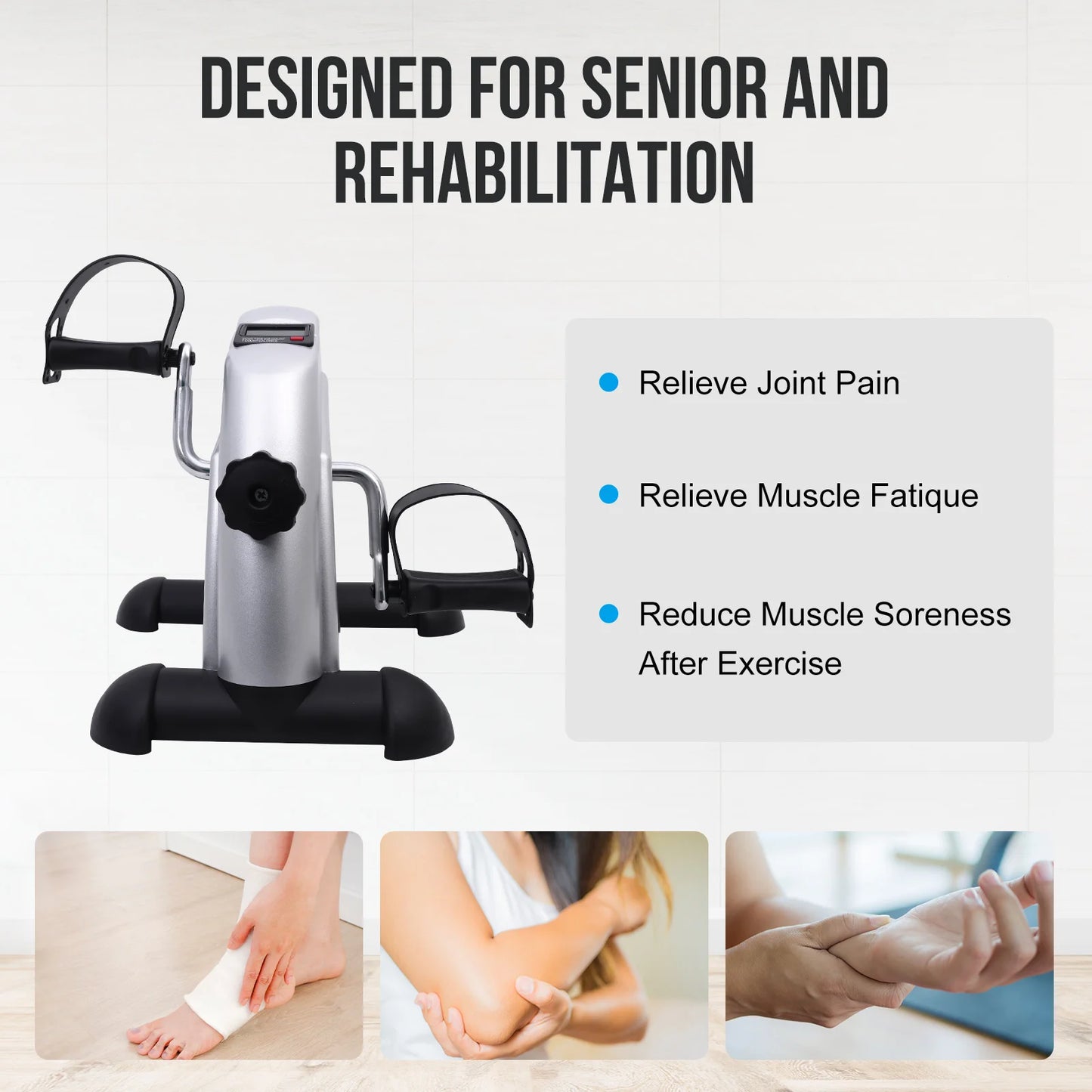 Portable Mini Under Desk Pedal Exerciser With LCD Display