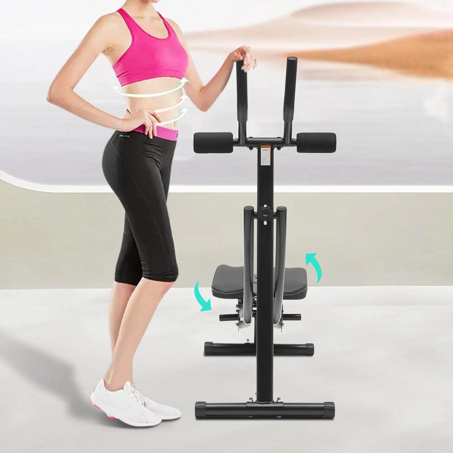 Foldable Ab Machine for Home Gym with LED Display