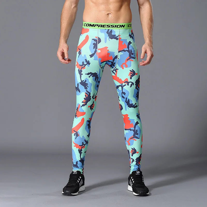 NONECN Camouflage Men Running Leggings Quick Dry Training Tights