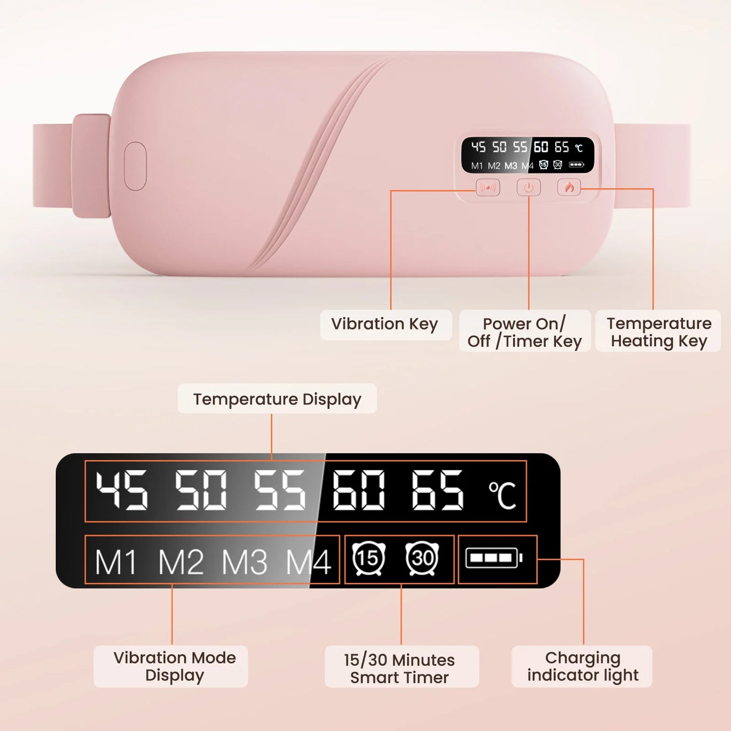PASTSKY 5 Modes Electric Heating Waist Massage Belt With Vibration