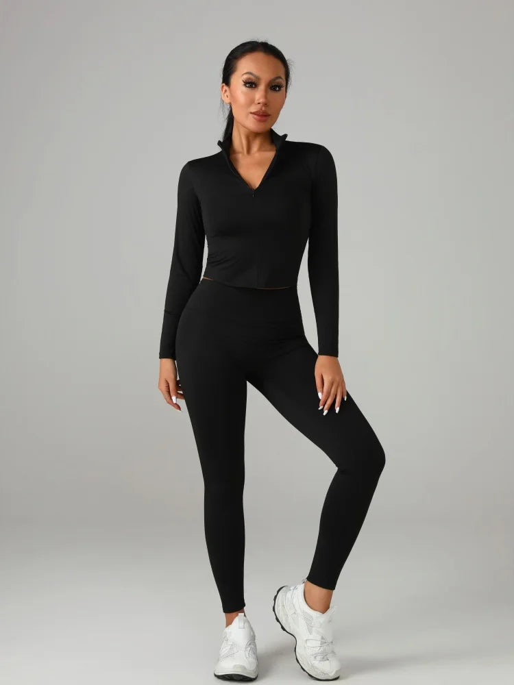 Womens Yoga Set Polyester Knit For Everyday Fitness