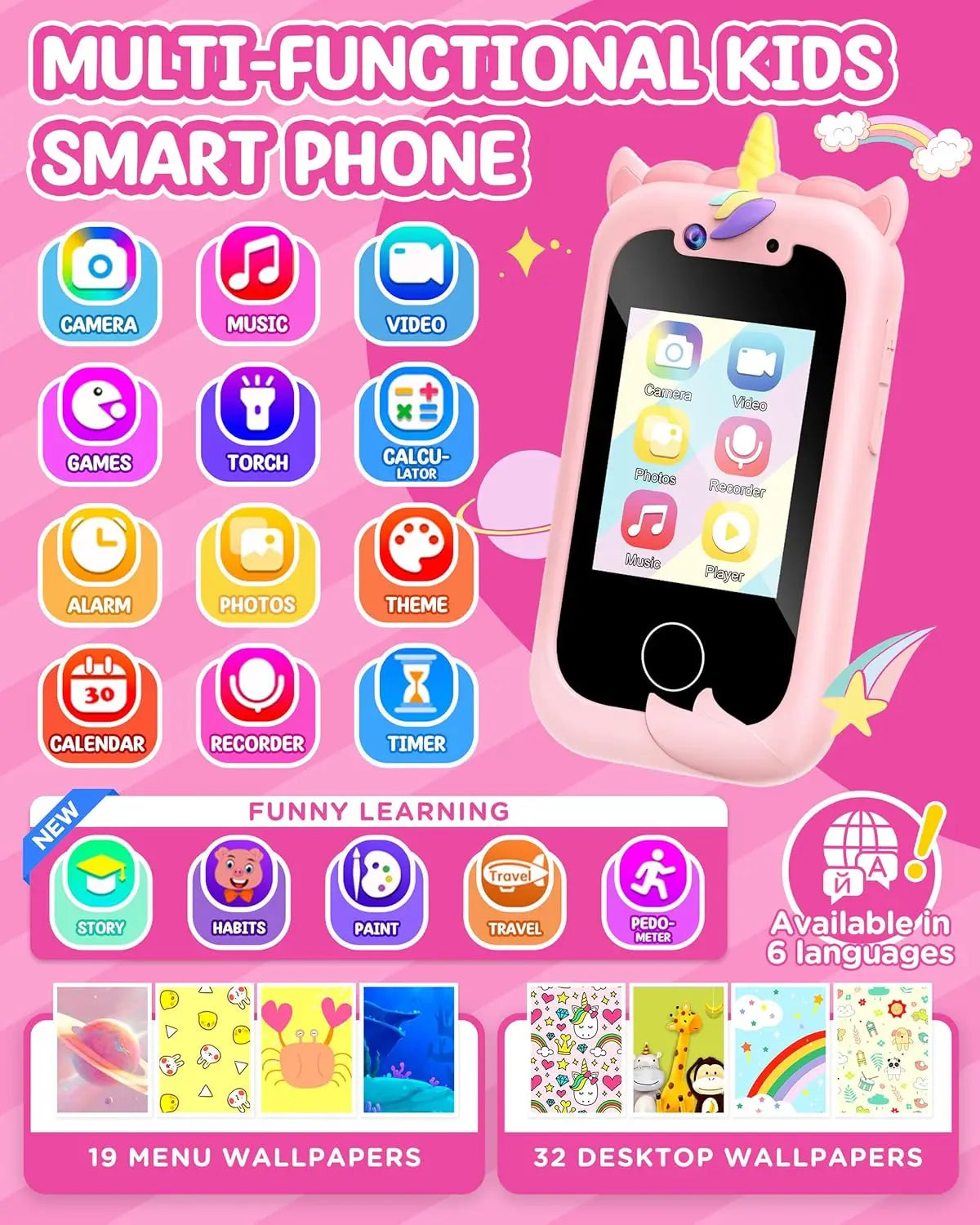 Kids Smart Phone Toy for Girls Real Play Cell Phone