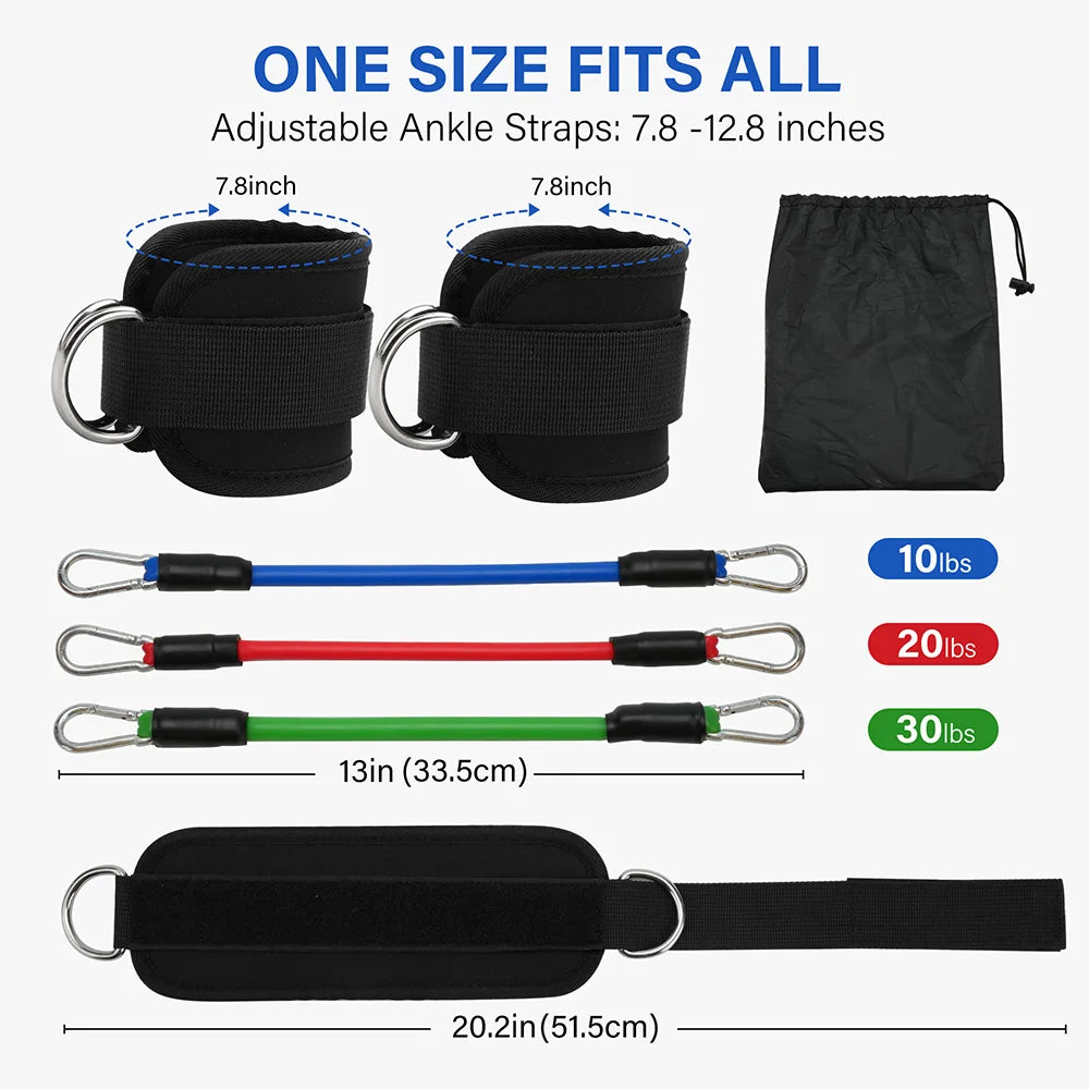 Resistance Bands Ankle Straps D Ring Set For Leg Strength
