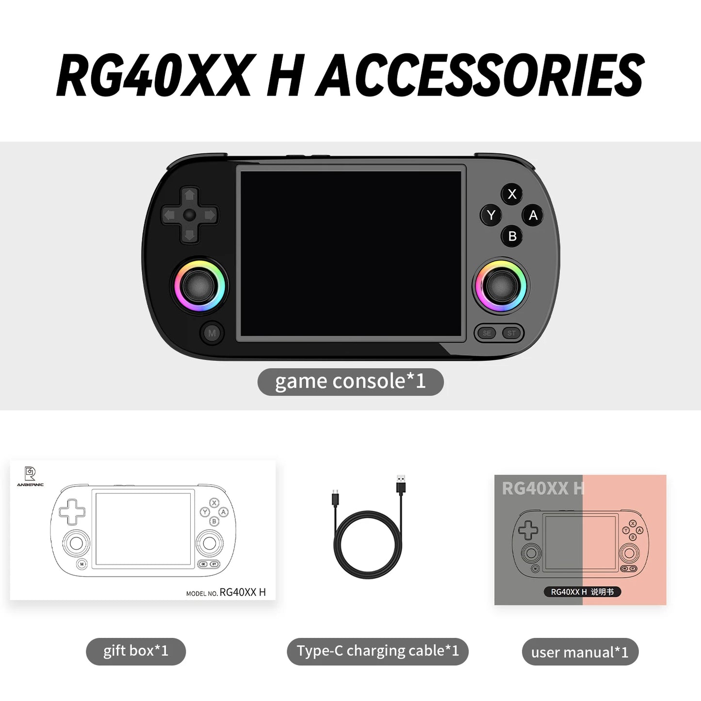 Anbernic RG40XX H Handheld Game Console With RGB Lights