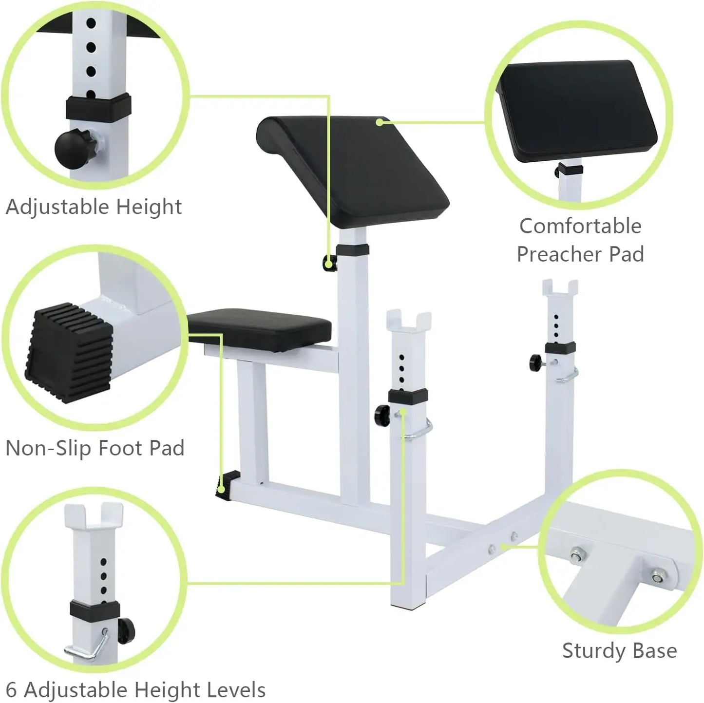 Adjustable Arm Bicep Curl Bench For Home Gym Strength Training