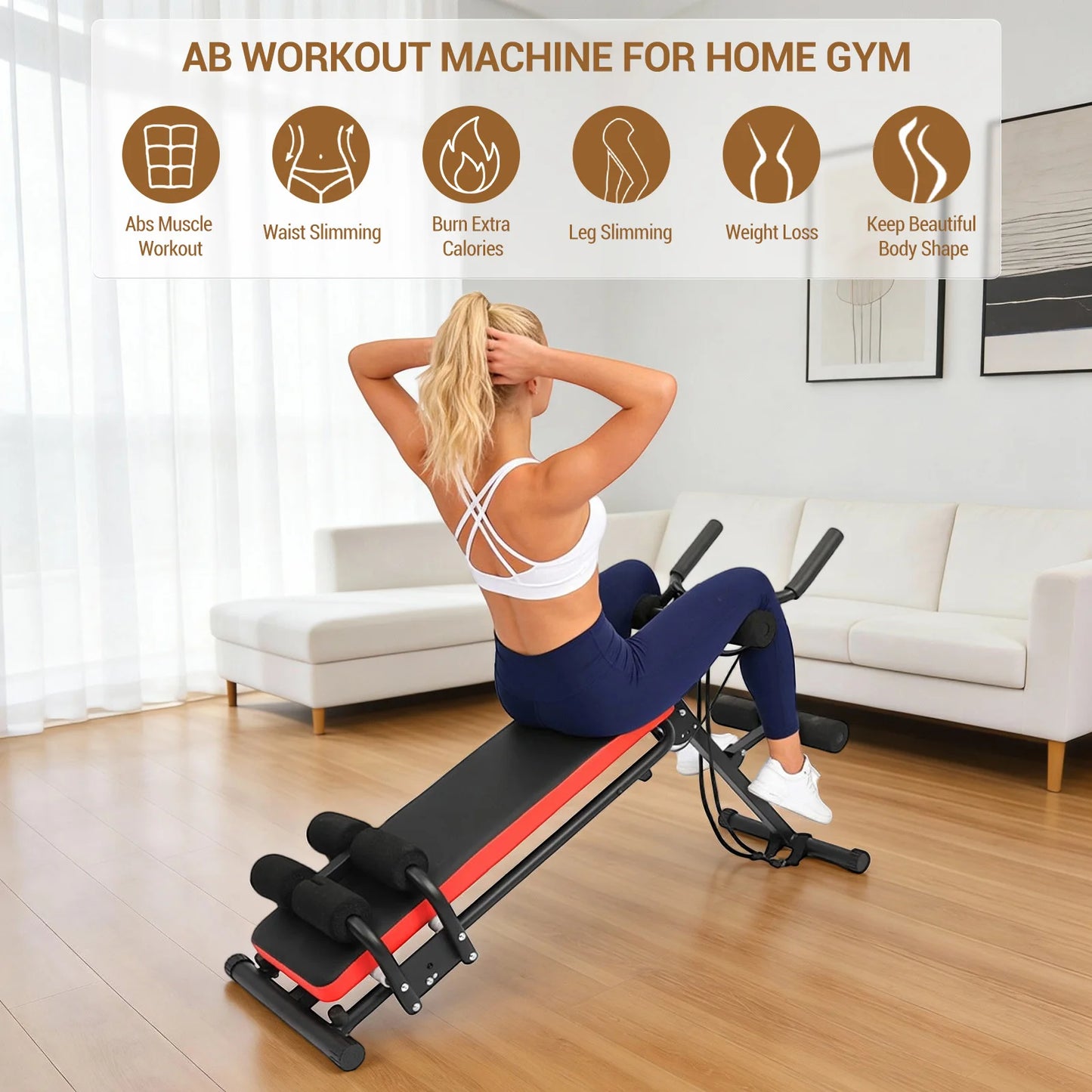 HiMISS 2 In 1 Adjustable Ab Bench Glider With LCD Display For Home Gym