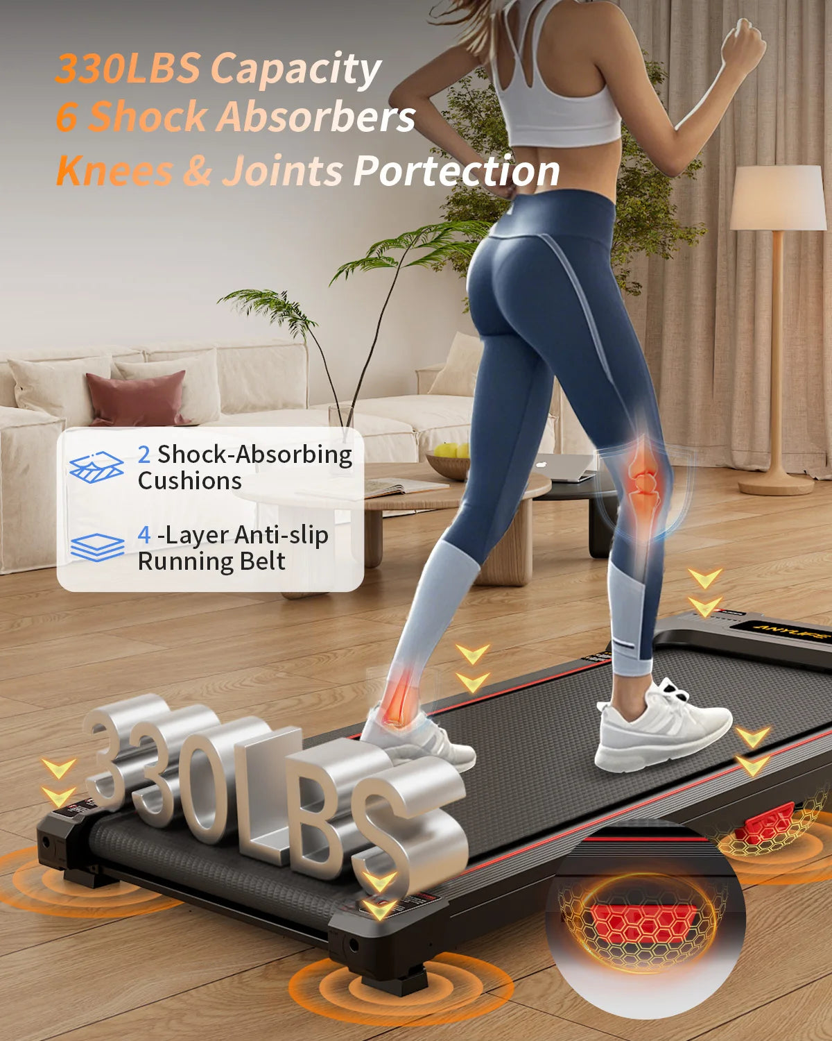 NONED Under Desk Treadmill With Incline 2.5HP Home Use