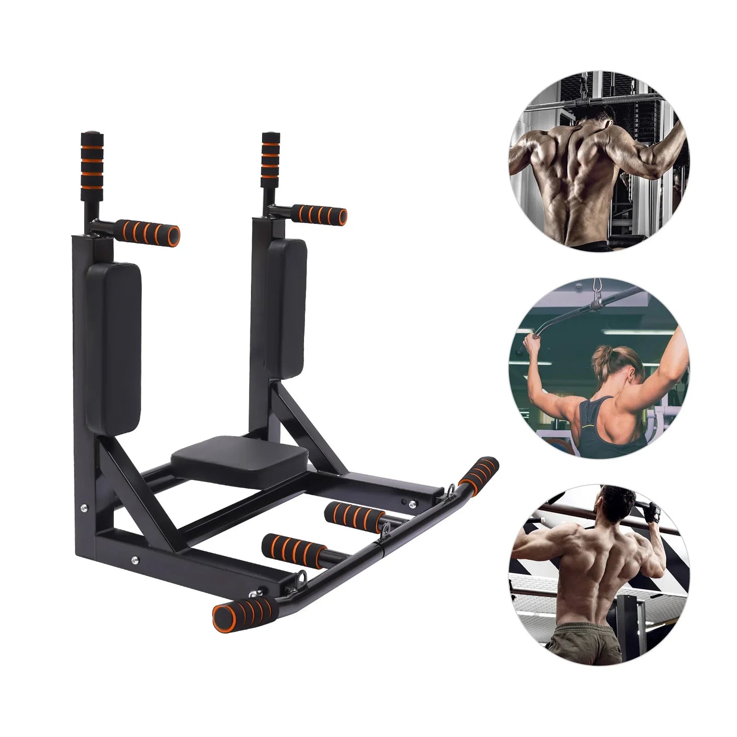 Wall Mounted Pull Up Bar and Dip Stand for Home Gym