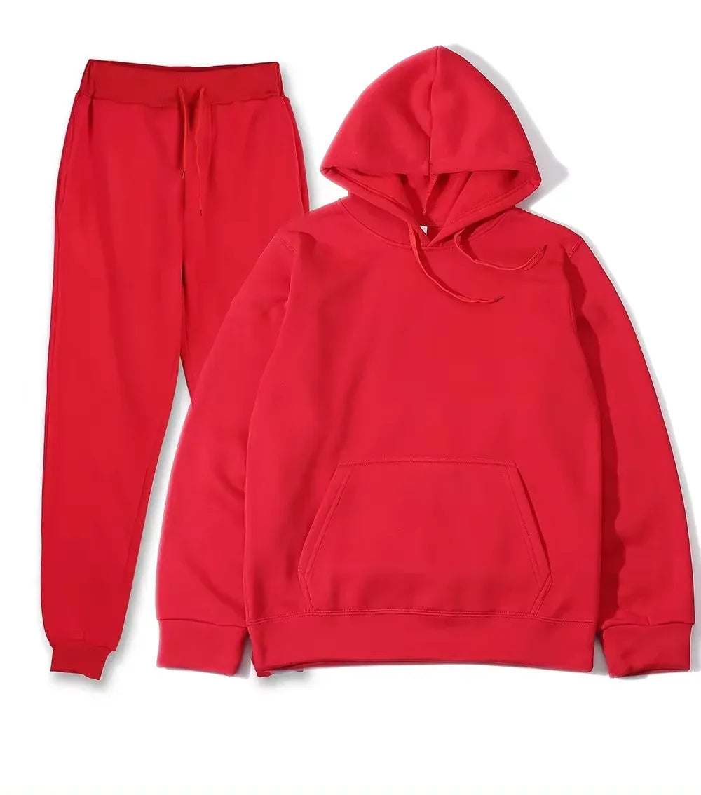 NONECN Winter Tracksuit Women Two Piece Set Hooded Sweatpants