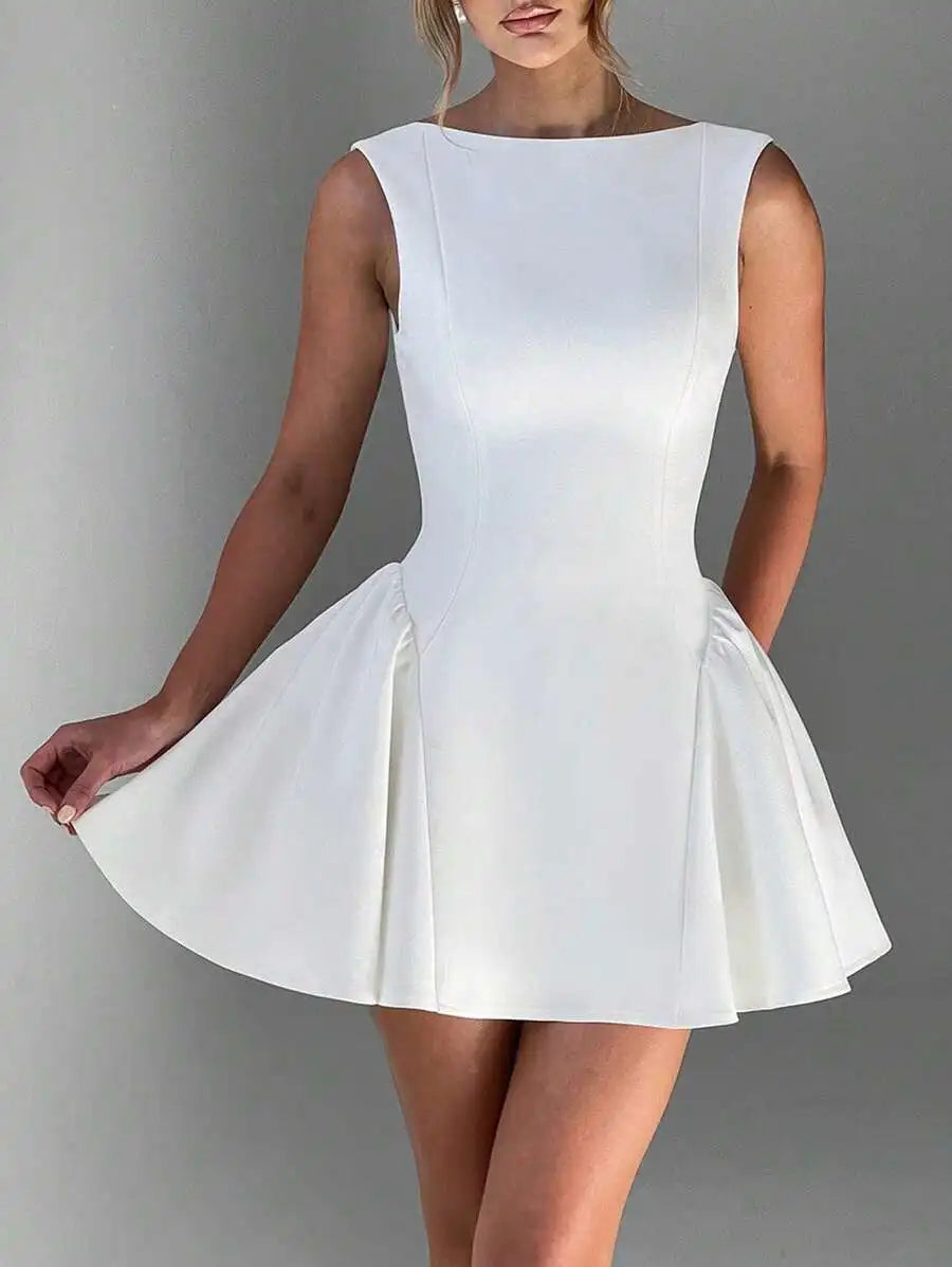 Off Shoulder Sleeveless Bodycon Peplum Mini Dress Chic