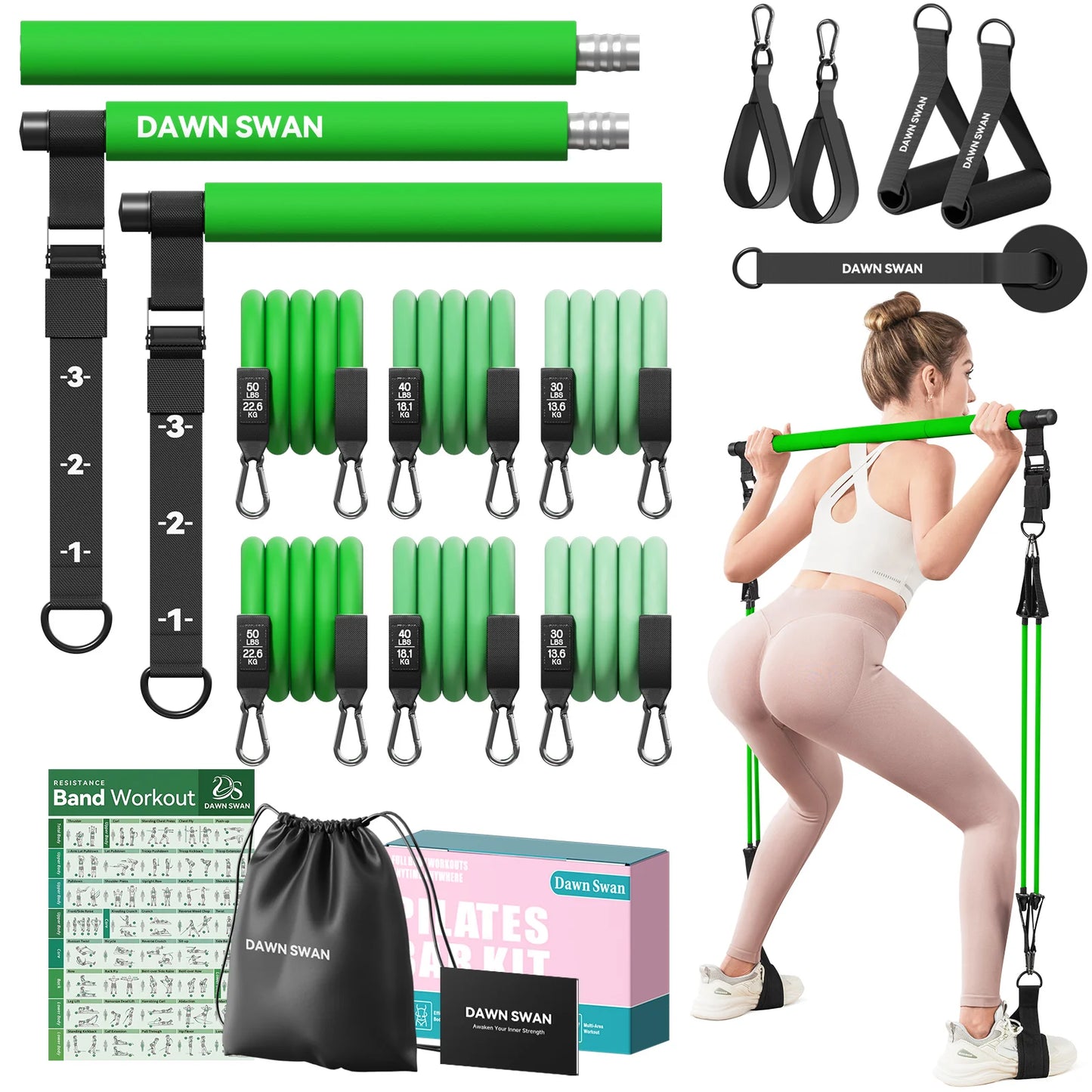 Pilates Bar Kit With Resistance Bands For Home Workout