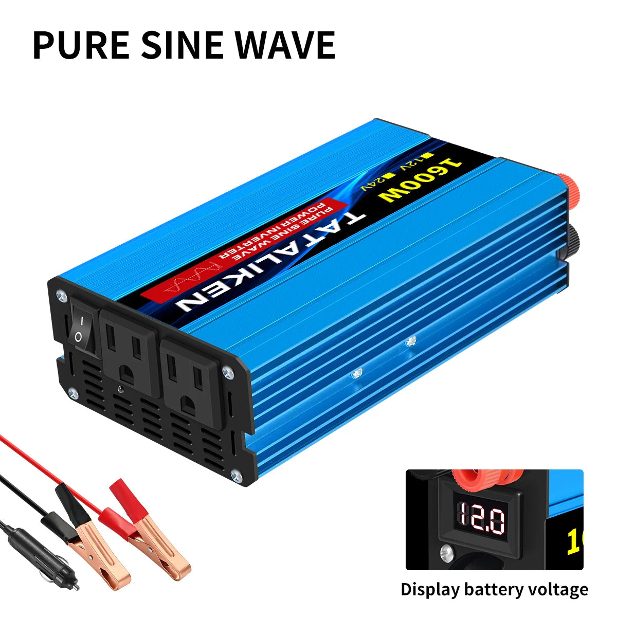 TATALIKEN 12V to 110V Pure Sine Wave Car Inverter Power