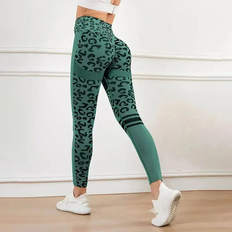 Leopard Print Seamless High Waist Quick Dry Yoga Pants For Women