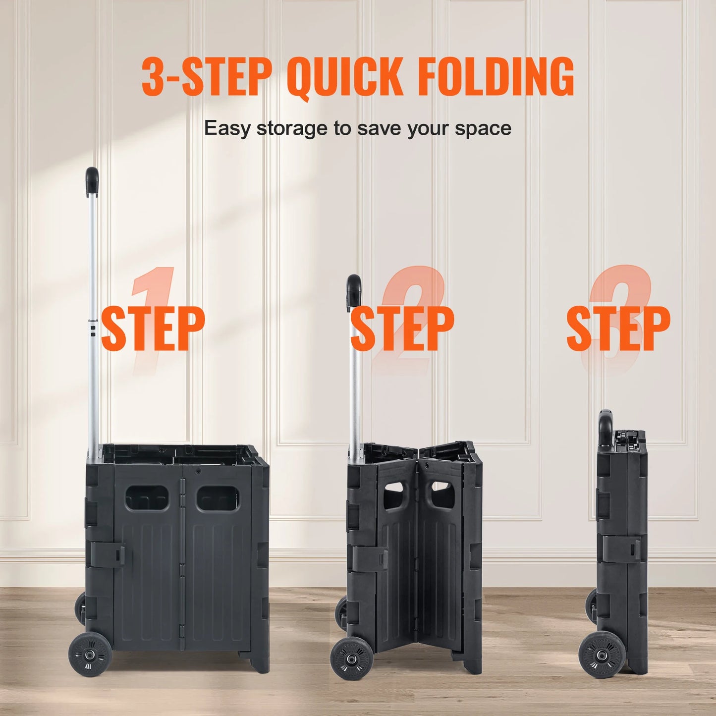 Foldable Utility Cart With Telescoping Handle For Travel And Office