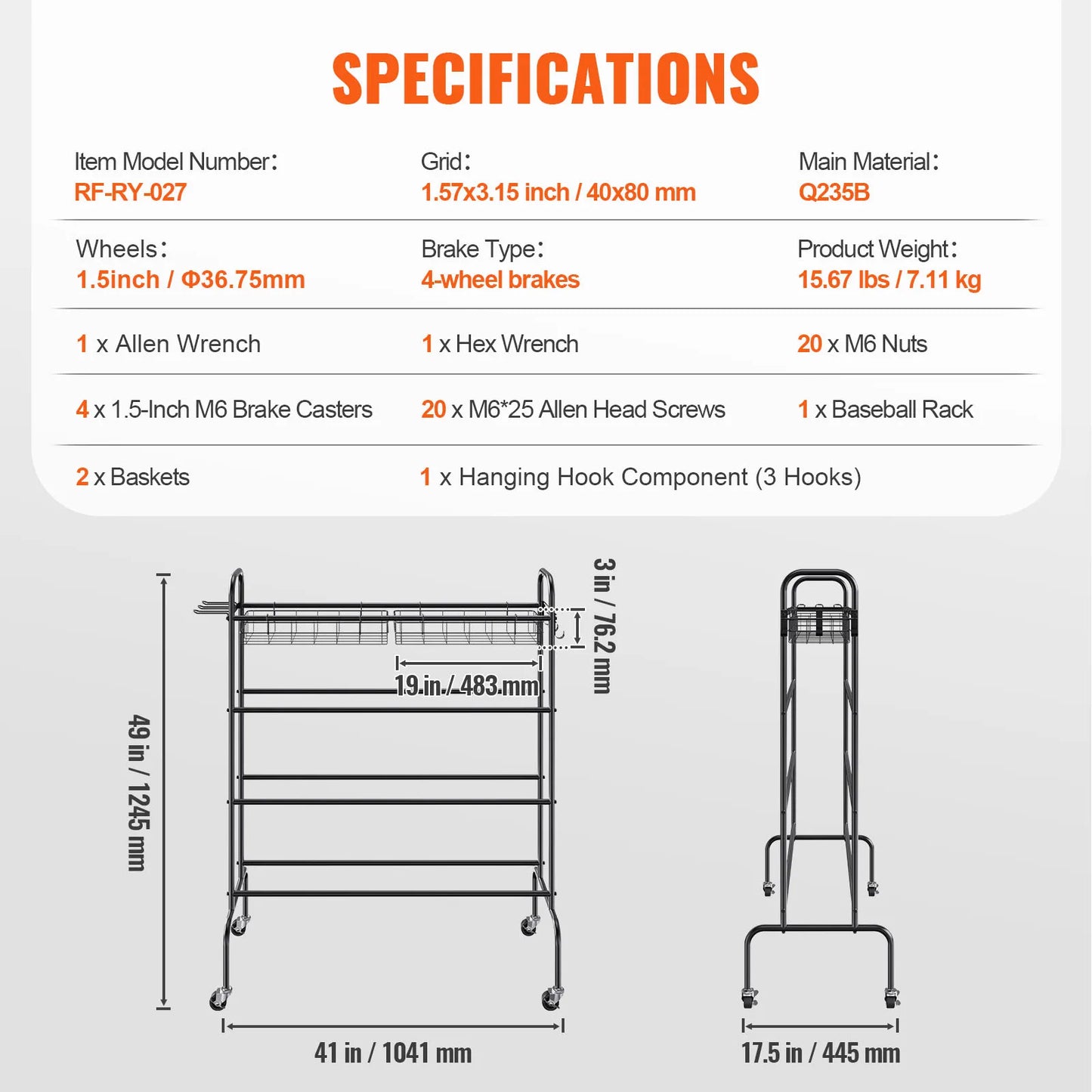 VEVOR Four Layer Rolling Basketball Rack And Storage Organizer