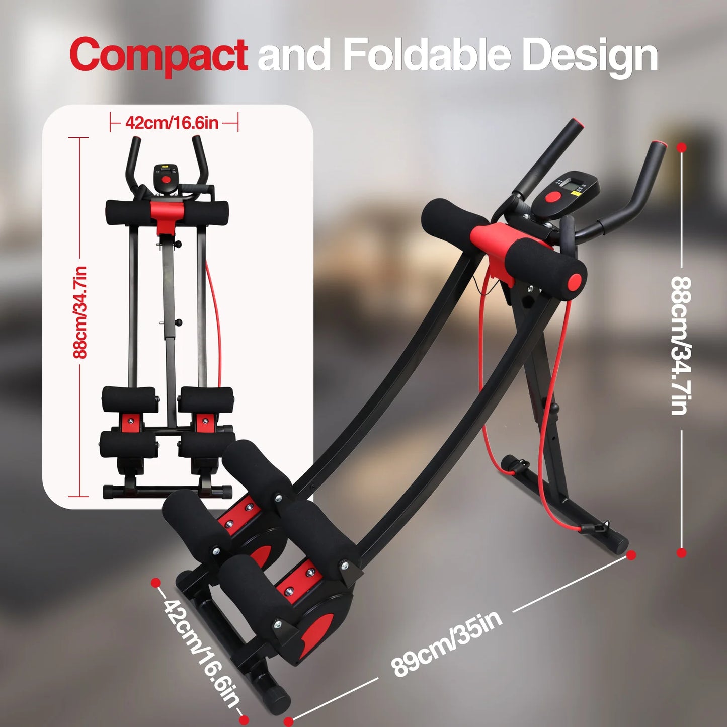 Abdominal Curling Exercise Machine With Adjustable Dual Track Foldable Trainer