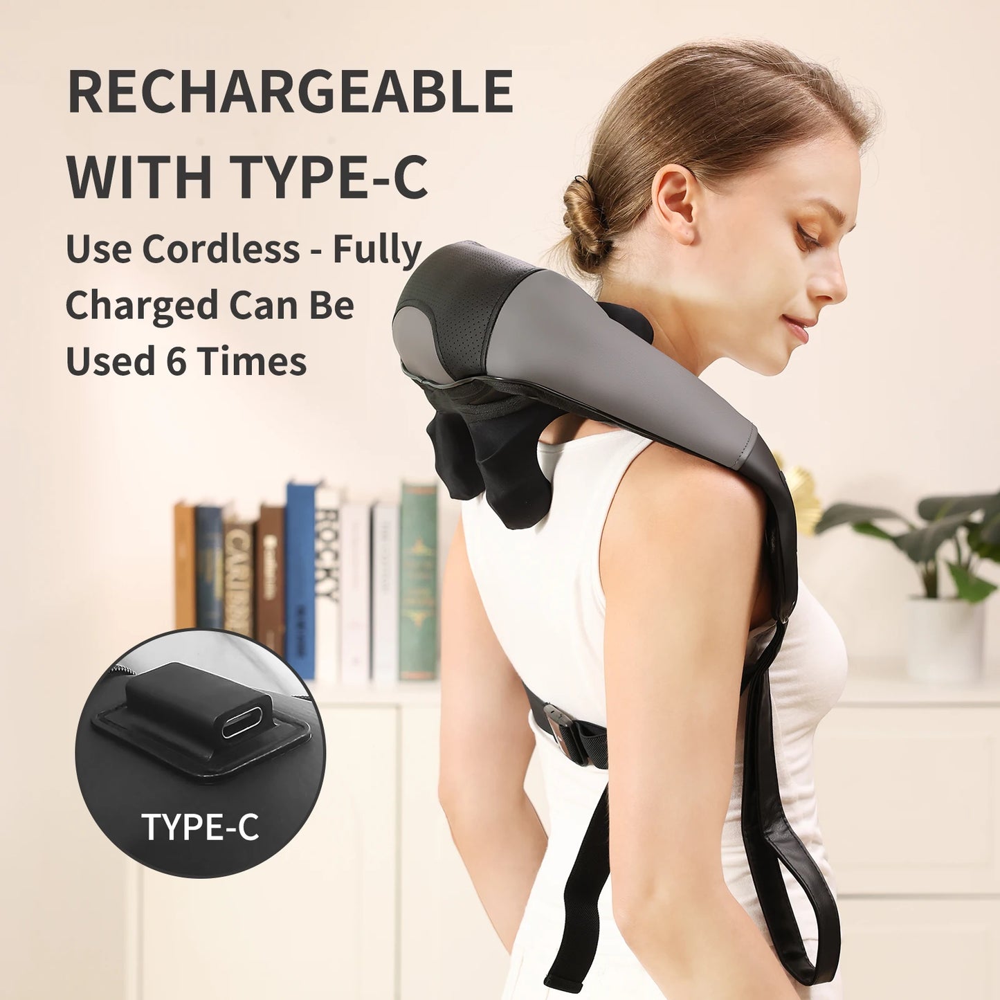 Masgree Adjustable Width Electric 4D Cordless Neck Massager With Heat