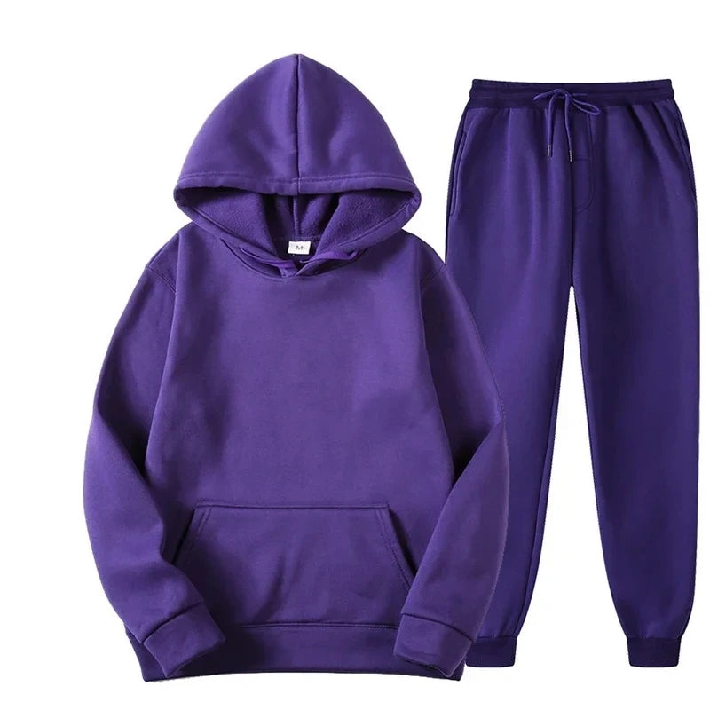 NONECN Men's Hoodie And Jogging Pants Tracksuit For Outdoor Activity