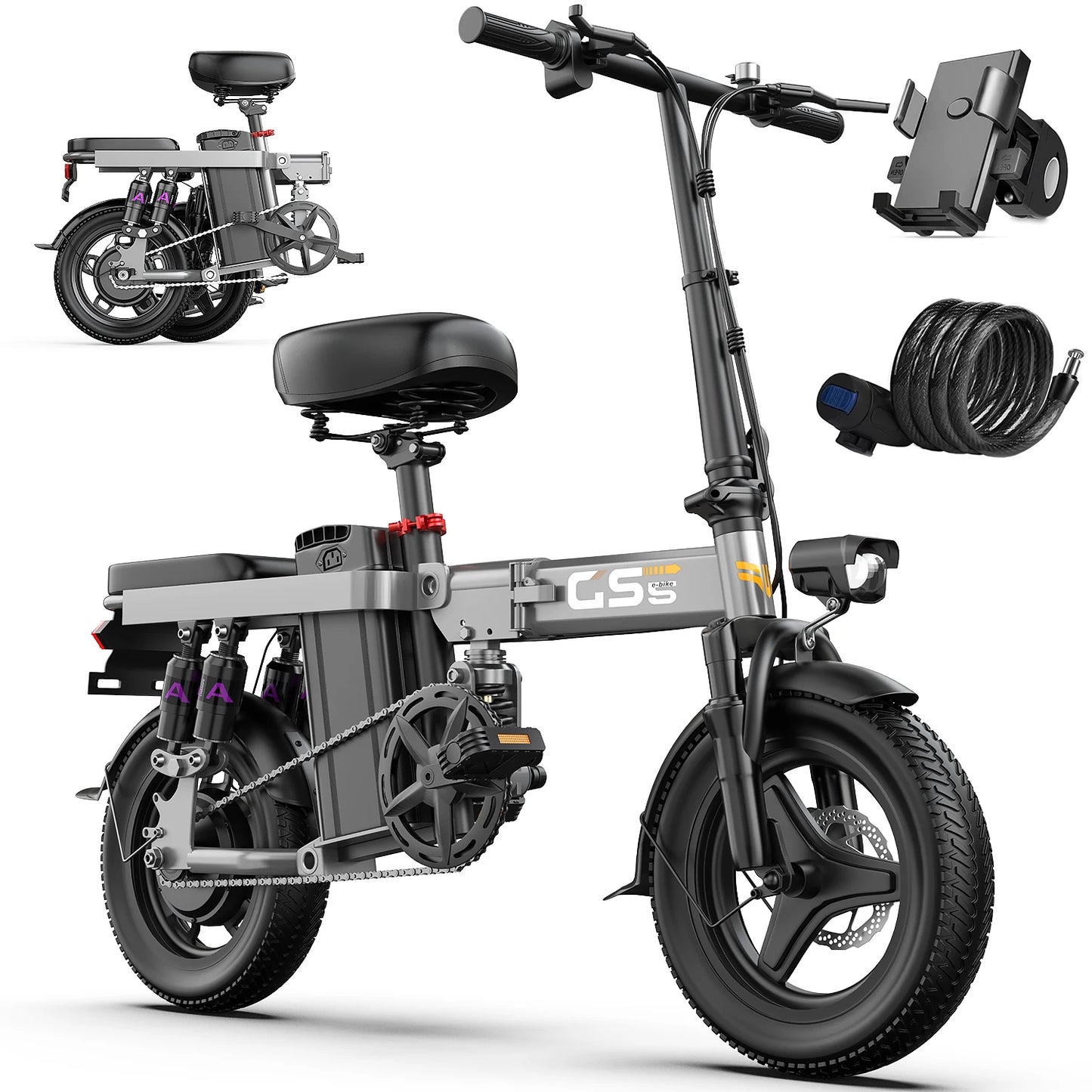 UPlee GS5 48V 15Ah Folding Electric Fat Tire Bike 20MPH