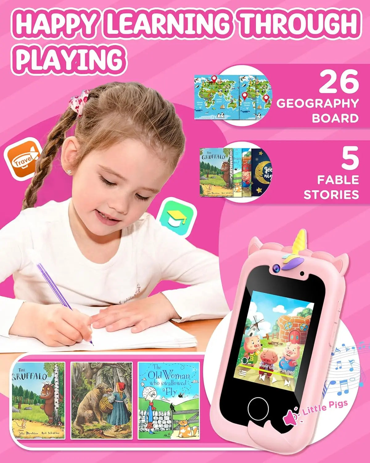 Kids Smart Phone Toy for Girls Real Play Cell Phone