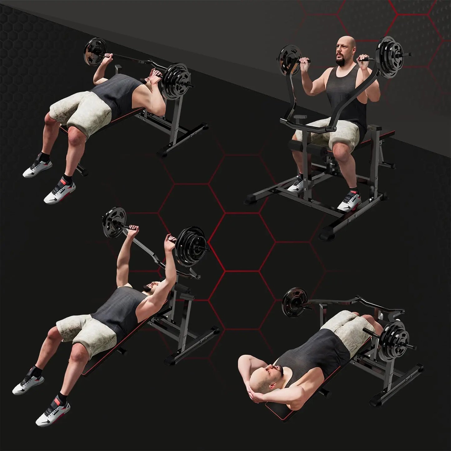 Bench Press Set With Adjustable Incline Bench And Dumbbell Rack