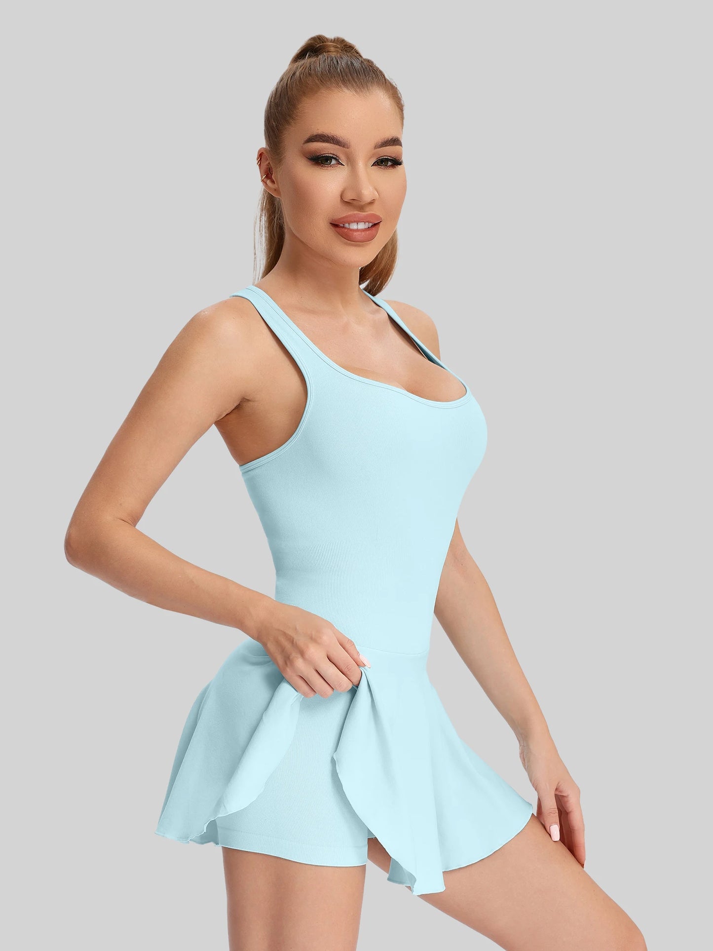 Halter Neck Tennis Dress With Skort For Women Tennis Matches