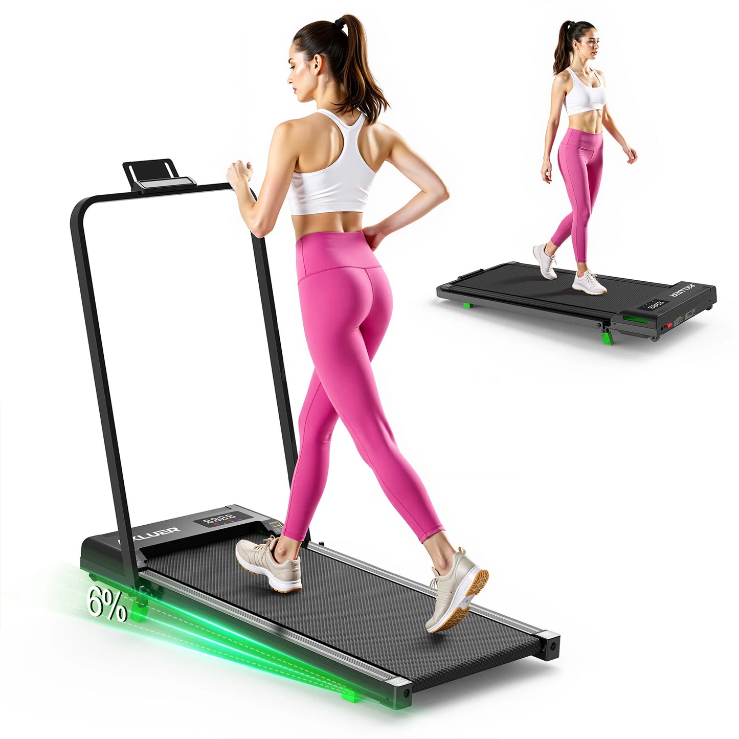 AKLUER Walking Pad Treadmill With Incline And 2.5HP Brushless Motor