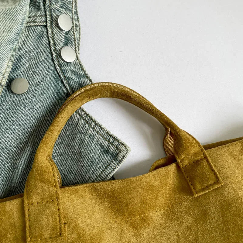 NONECN Faux Suede Tote Bag Large Capacity Top Handle