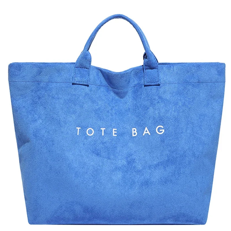 NONECN Faux Suede Tote Bag Large Capacity Top Handle