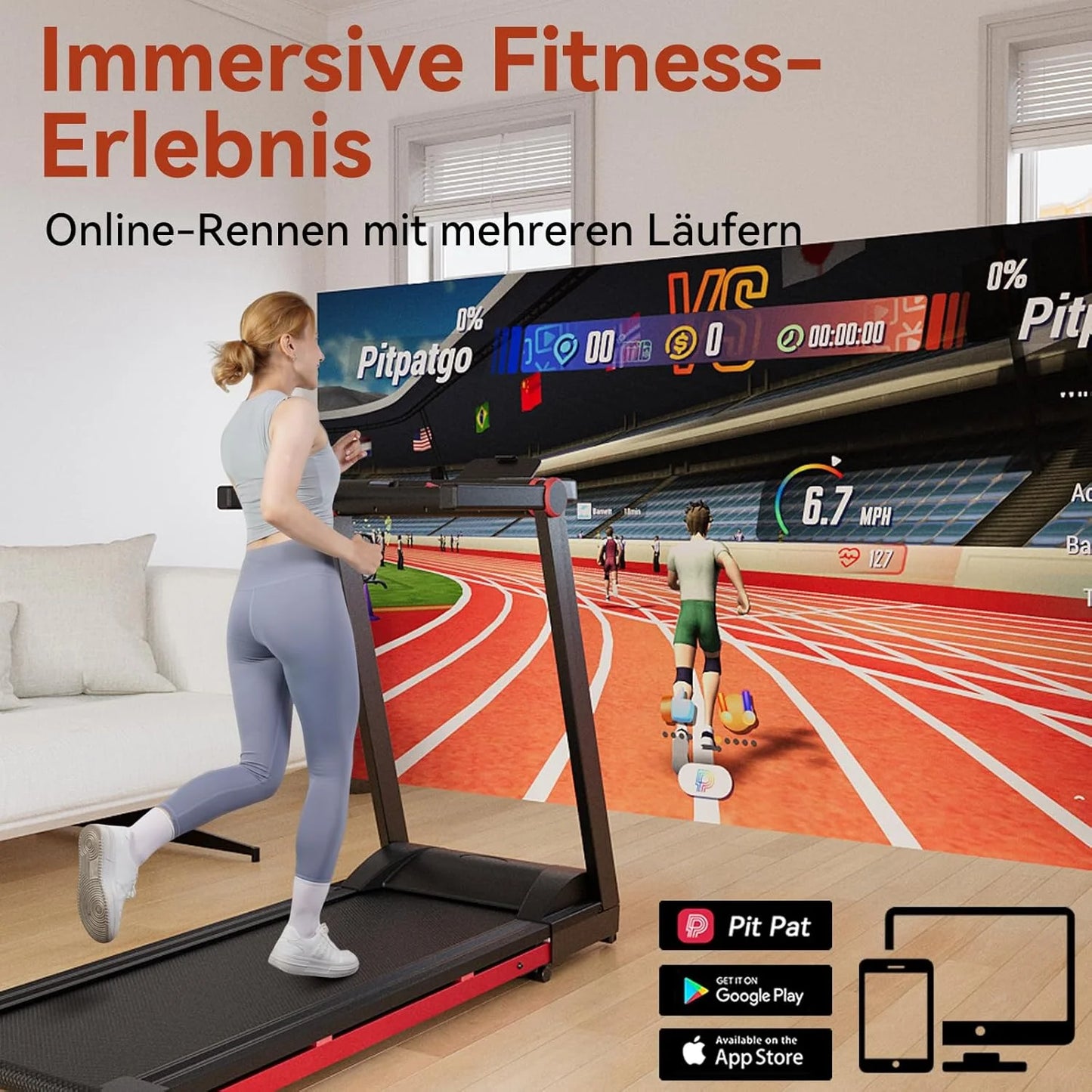 Folding Treadmill 3.5HP With 350 lb Capacity And 6 Percent Incline Bluetooth App