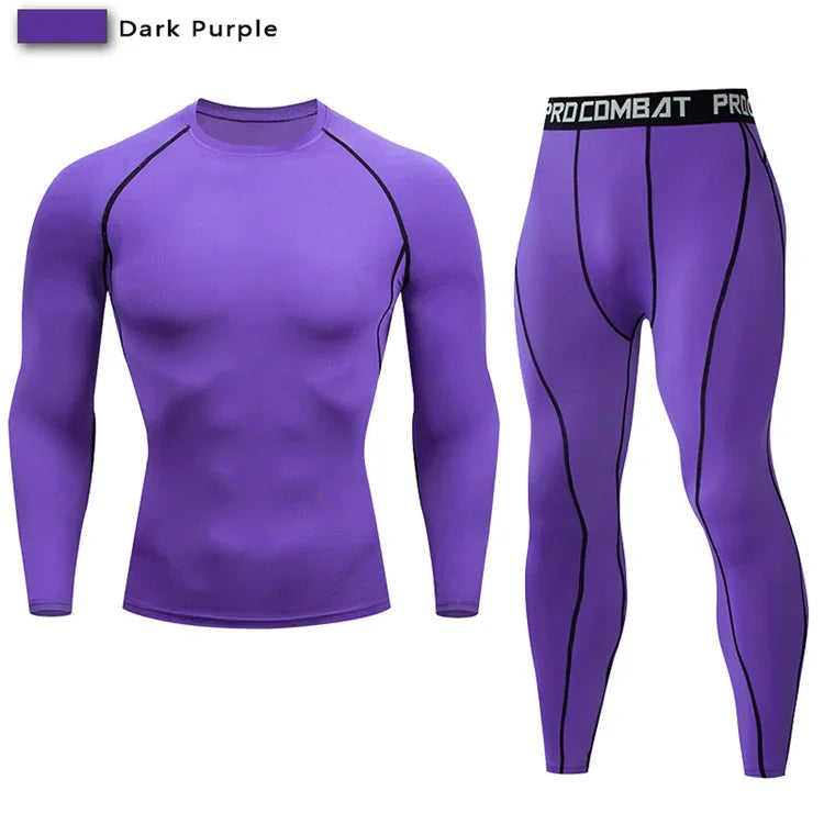 NONECN 2pc Men Compression Sportswear Set Elastic Training Yoga Tracksuit