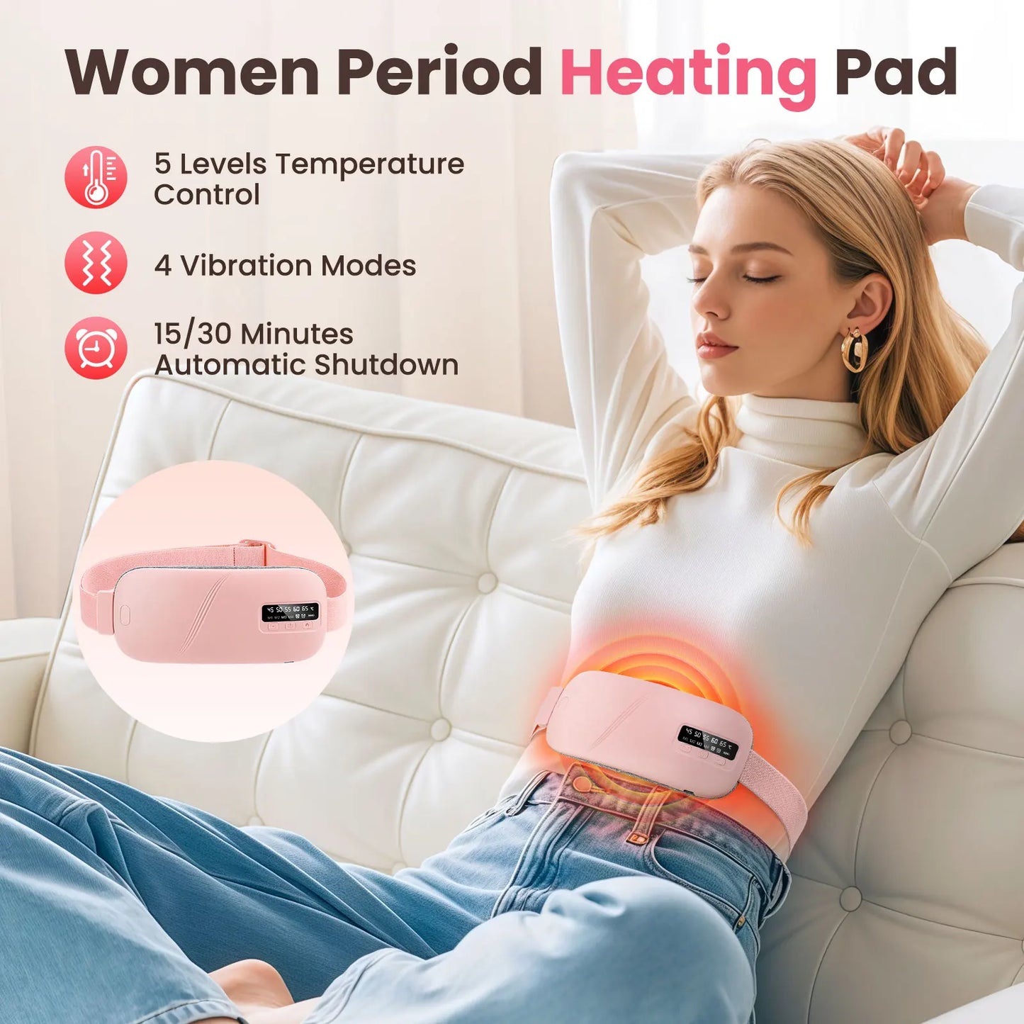 PASTSKY 5 Modes Electric Heating Waist Massage Belt With Vibration