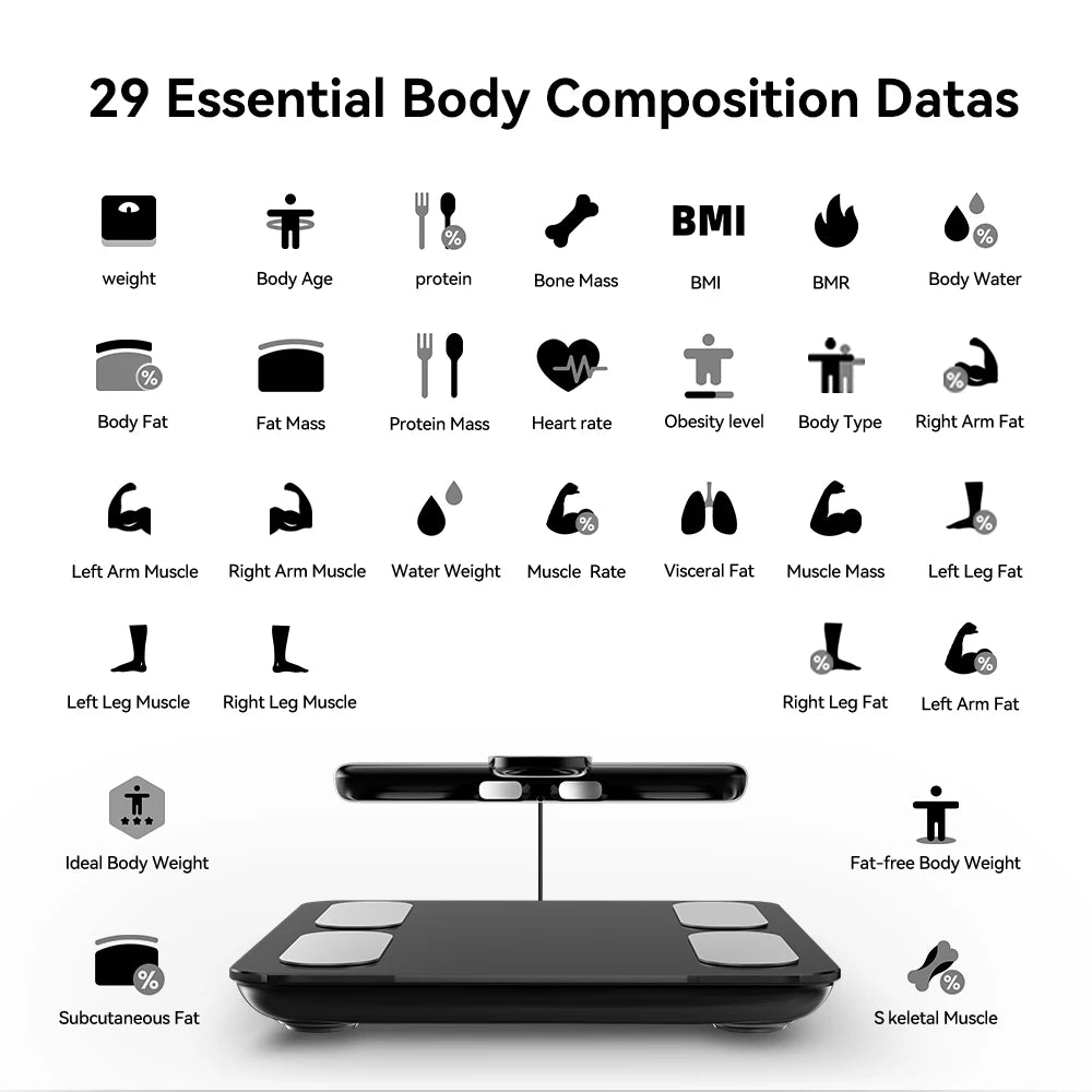 Smart Scale With BMI And Body Fat Analysis App Sync