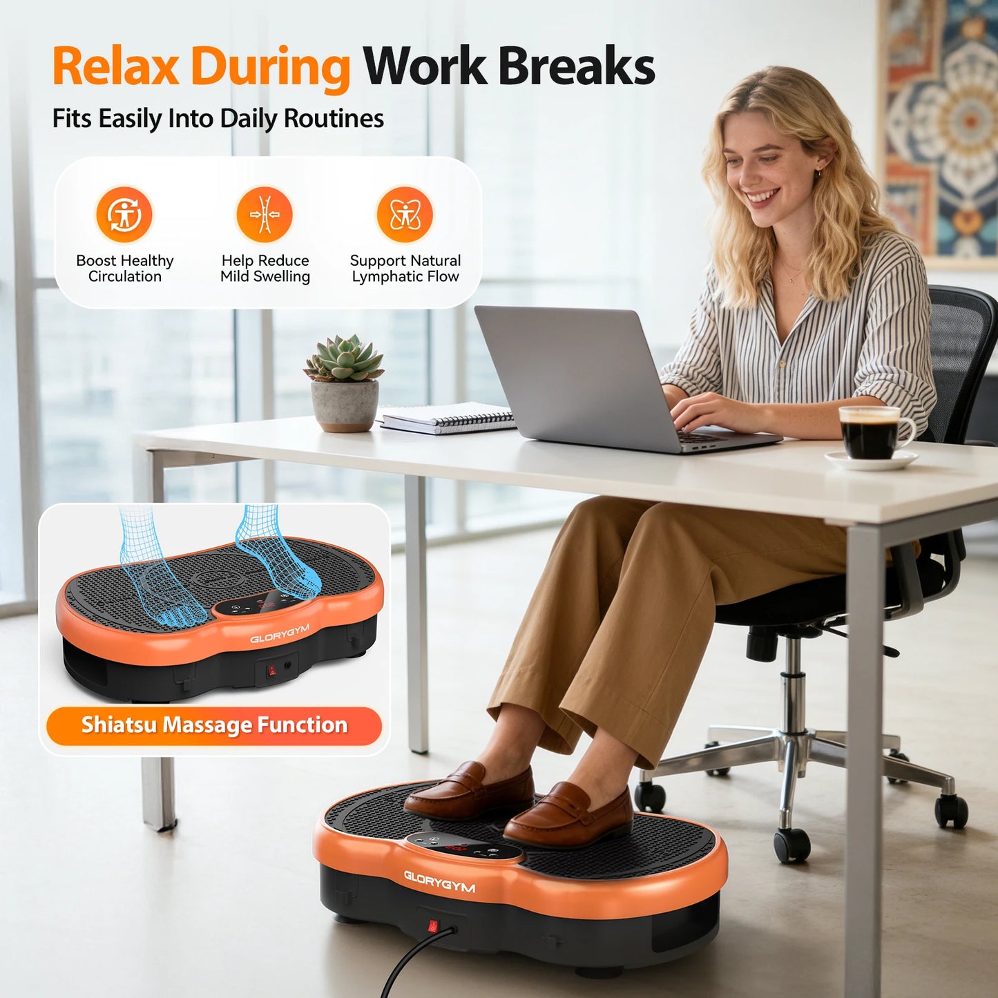 Vibration Plate Fitness Platform Calorie Tracking Bluetooth Remote