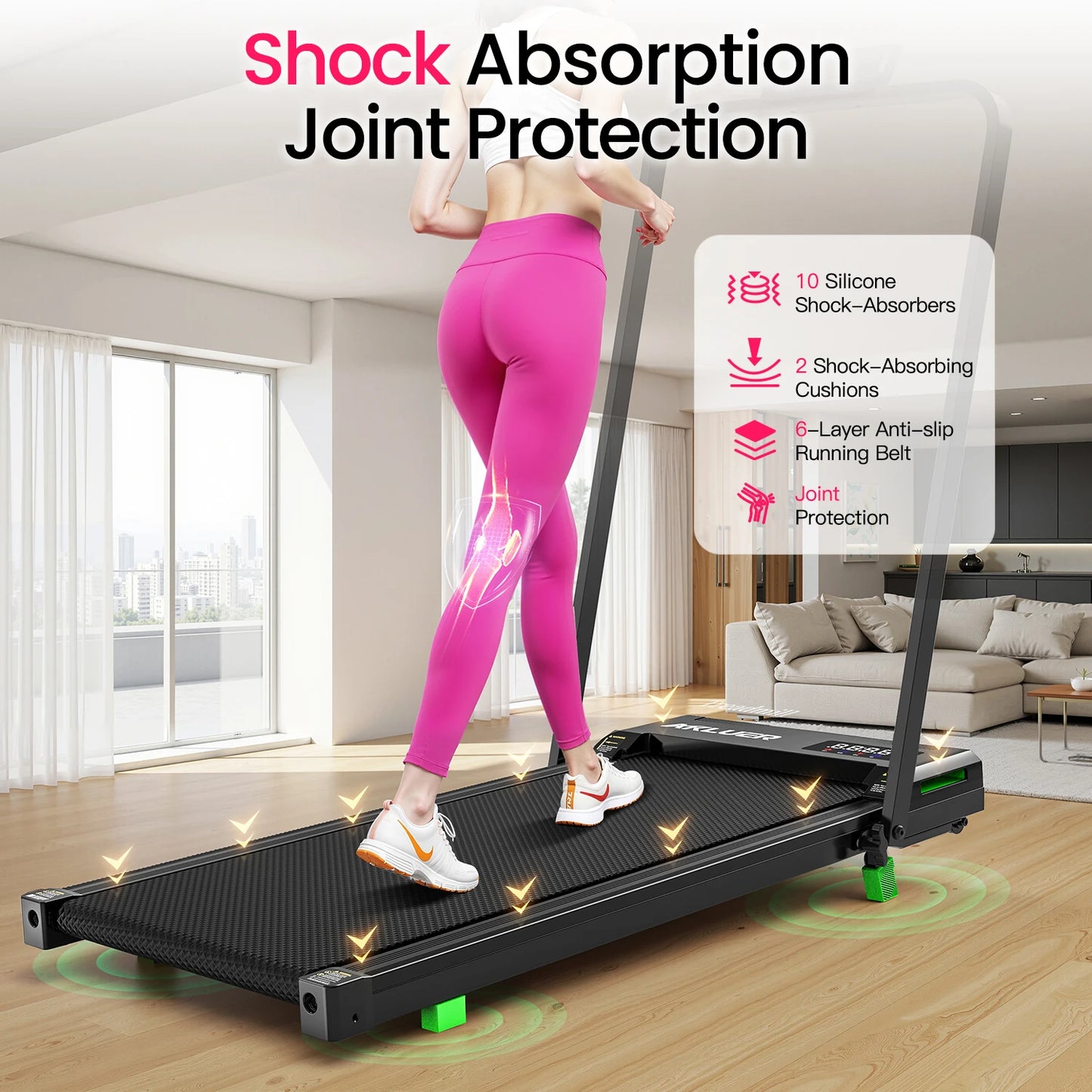 AKLUER Walking Pad Treadmill With Incline And 2.5HP Brushless Motor