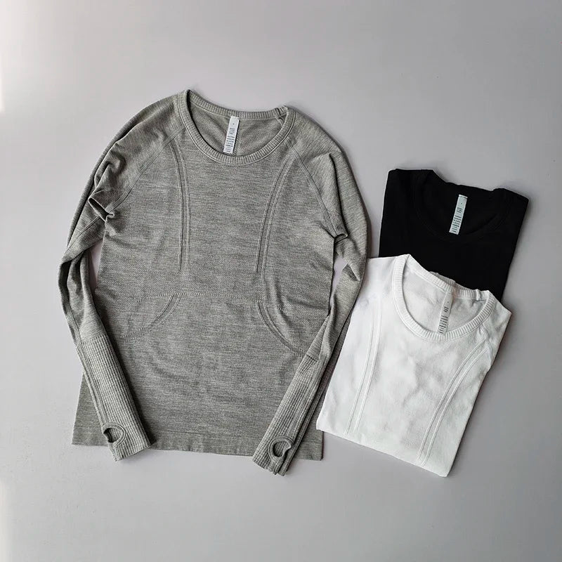 Women's Yoga Top Seamless Round-Neck Running Shirt