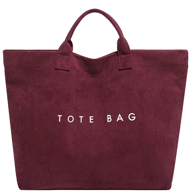 NONECN Faux Suede Tote Bag Large Capacity Top Handle
