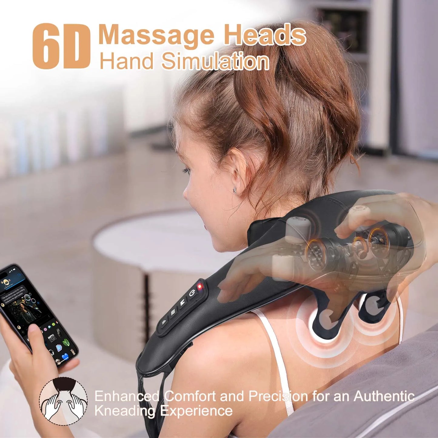 MASGREE Shiatsu Back Neck Massager Cordless Heat 3D Kneading