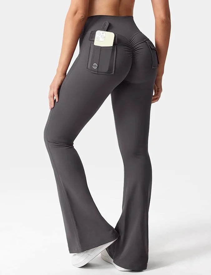 Women's Cargo Pocket Fitness Tights For Yoga And Running