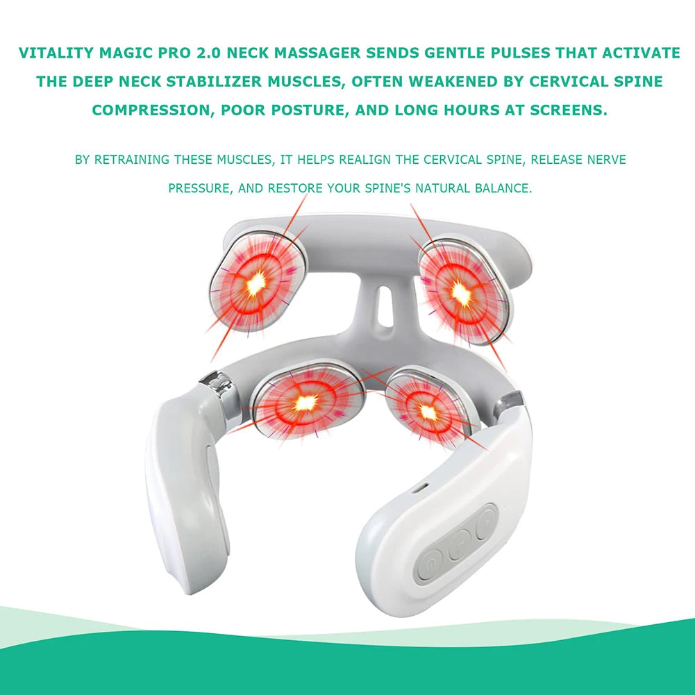 4 Head Neck Massage Machine USB Rechargeable Home Office Massager