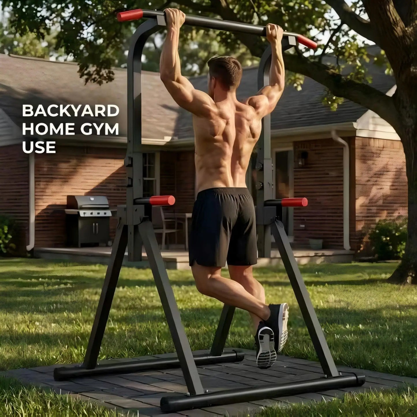 Foldable Power Tower With 440 Lbs Max Capacity Home Gym